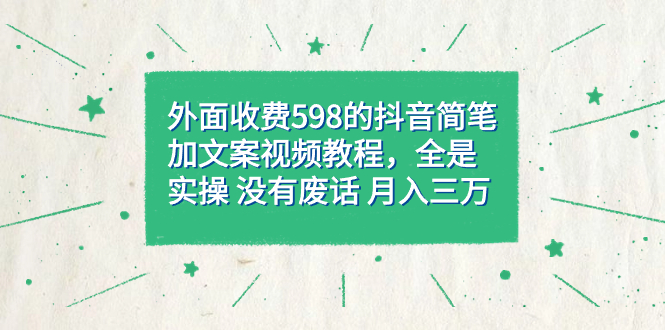 外面收费598抖音简笔加文案教程，全是实操 没有废话（教程+资料）