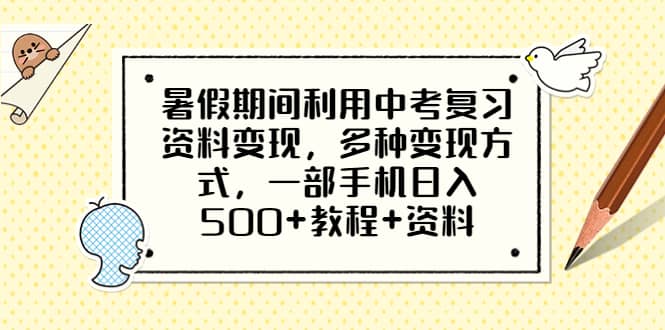 暑假期间利用中考复习资料变现，多种变现方式，教程+资料