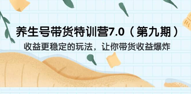 养生号带货特训营7.0（第九期）收益更稳定的玩法 让你带货收益爆炸（11节）