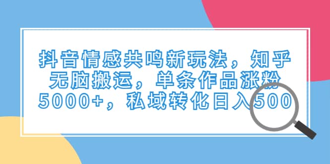 抖音情感共鸣新玩法，知乎无脑搬运，单条作品涨粉5000+