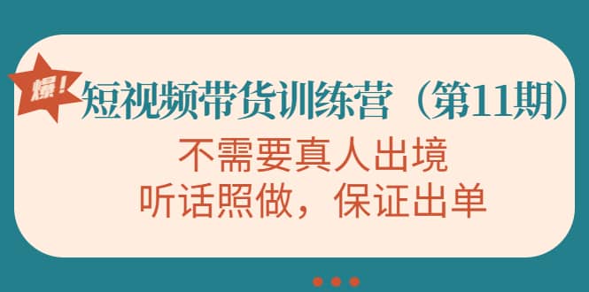 短视频带货训练营（第11期），不需要真人出境，听话照做，保证出单