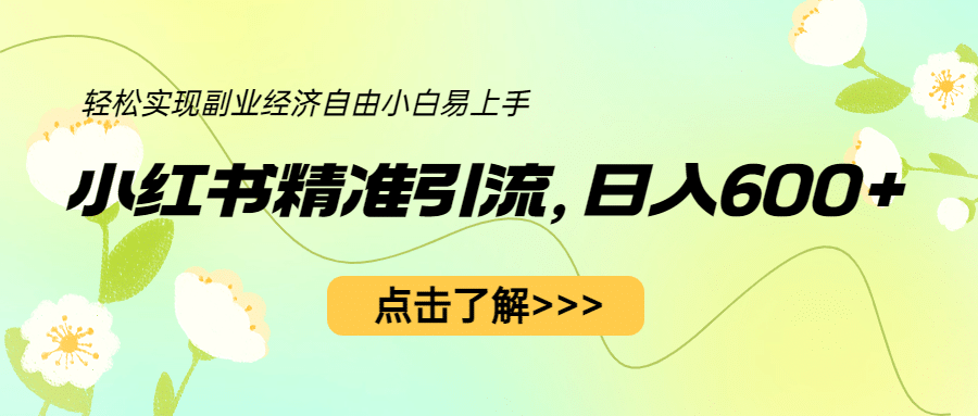 小红书精准引流，轻松实现副业经济自由（教程+1153G资源）