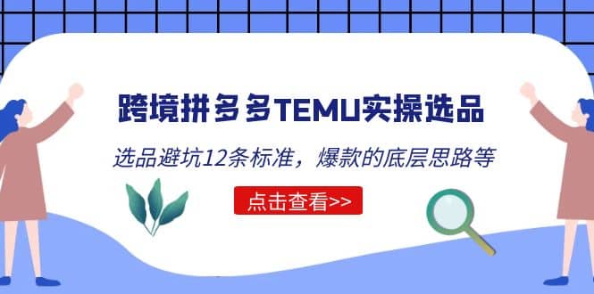 跨境拼多多TEMU实操选品运营方法，选品避坑12条标准，爆款的底层思路等