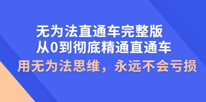 无为法直通车完整版：从0到彻底精通直通车，用无为法思维，永远不会亏损 