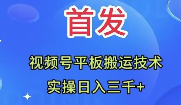 全网首发：视频号平板搬.运技术