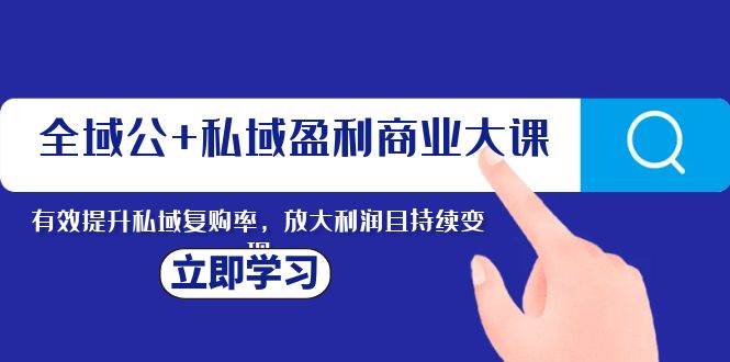 全域公+私域盈利商业大课，有效提升私域复购率，放大利润且持续变现