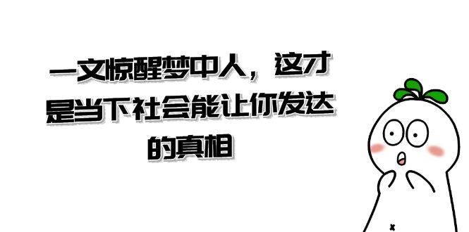 某付费文章《一文 惊醒梦中人，这才是当下社会能让你发达的真相》