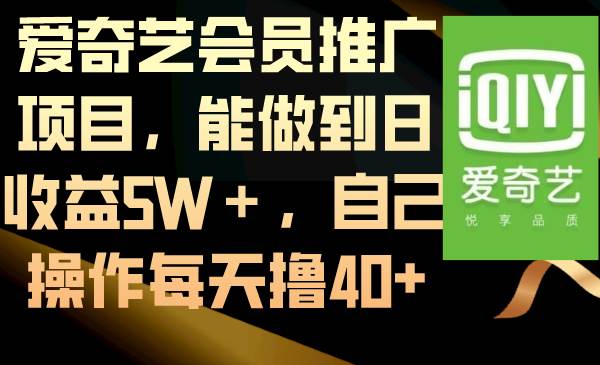 爱奇艺会员推广项目，能做到日收益5W＋，自己操作每天40+