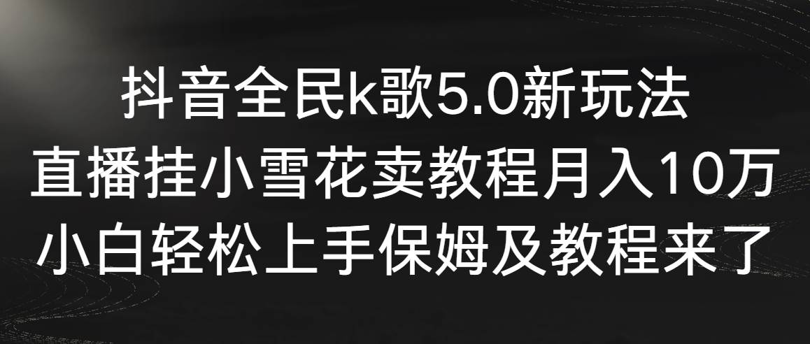 抖音全民k歌5.0新玩法，直播挂小雪花卖教程一个月10万，小白轻松上手，保...