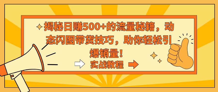 揭秘一天500+的流量秘籍，动态闪图带货技巧，助你轻松引爆销量！