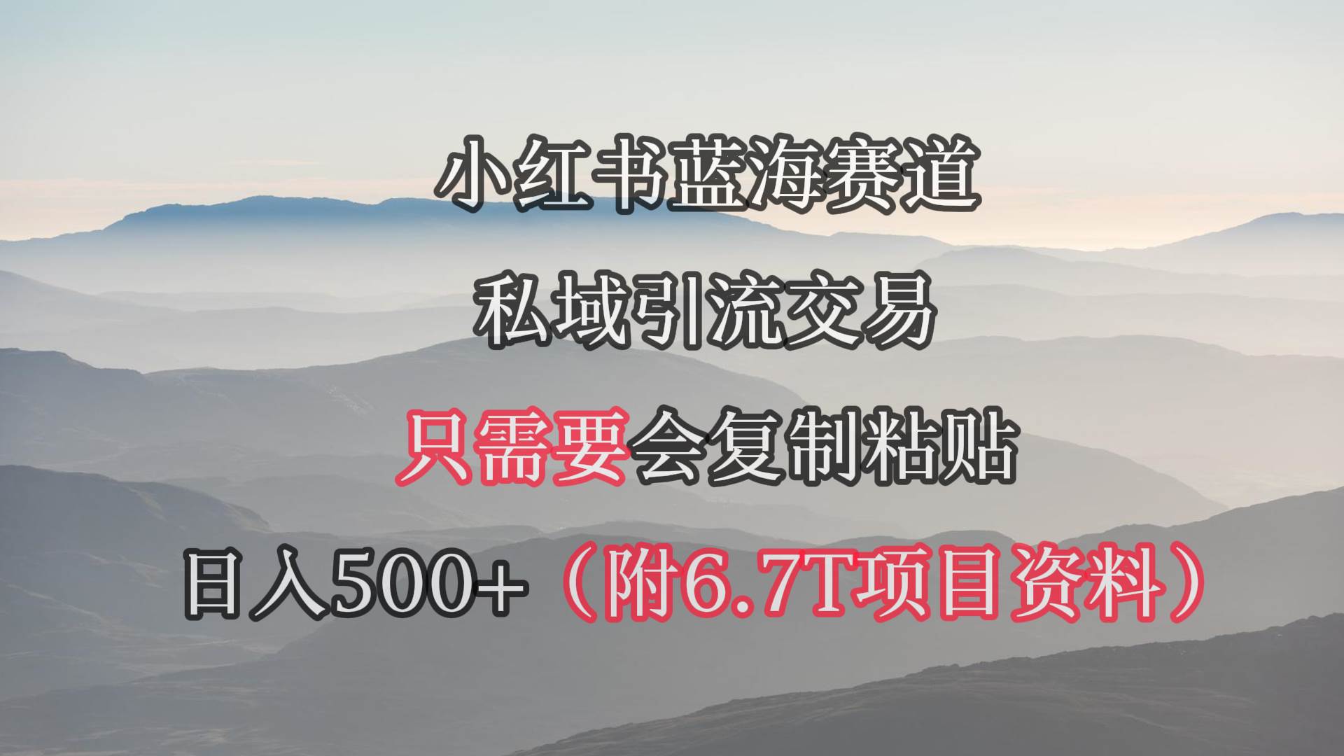 小红书短剧赛道，私域引流交易，会复制粘贴，一天500+（附6.7T短剧资源）