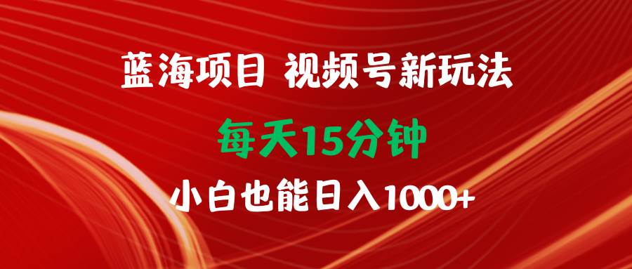 蓝海项目视频号新玩法 每天15分钟 小白也能一天1000+