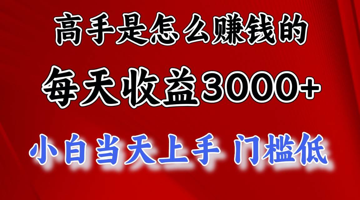 高手是怎么赚钱的，一天收益3000+ 这是穷人逆风翻盘的一个项目，非常稳...