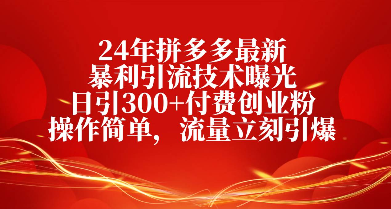 24年PDD最新引流技术曝光