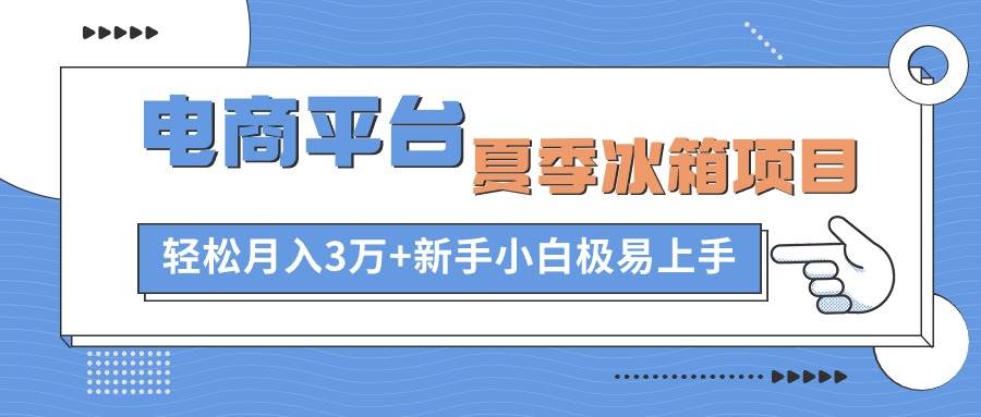 电商平台夏季冰箱项目，轻松一个月3万+，新手小白极易上手