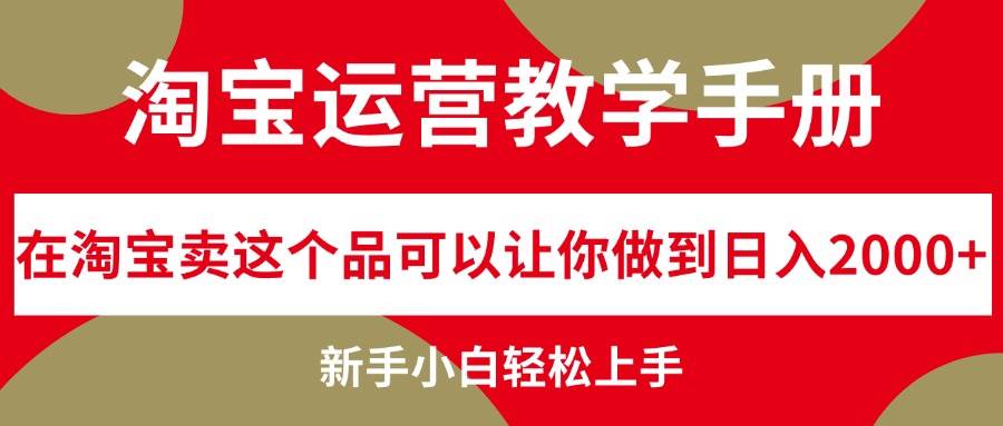 淘宝运营教学手册，在淘宝卖这个品可以让你做到一天2000+，新手小白轻...