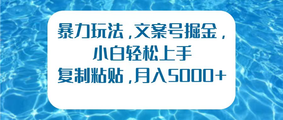 文案号掘金，小白轻松上手，复制粘贴