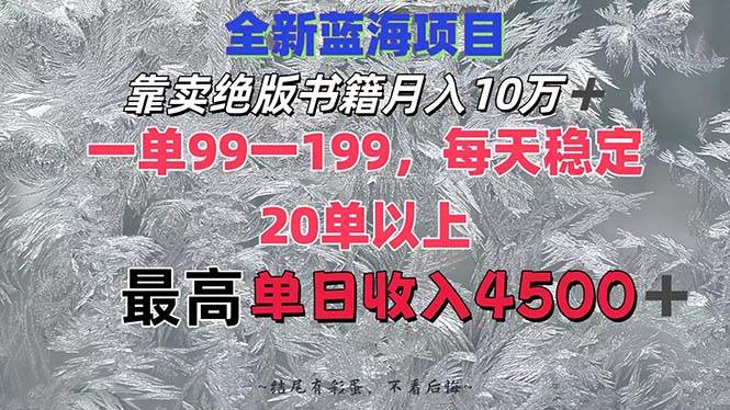 靠卖绝版书籍一个月10W+,一单99-199，一天平均20单以上