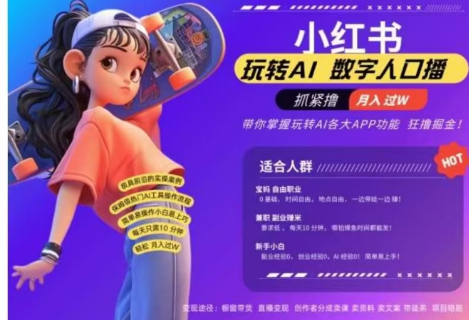 小红书数字人起号，AI改写文案，流量火爆破W轻松拿捏，再也不用费劲录口播