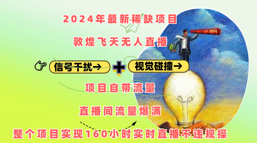 2024年最新稀缺项目敦煌飞天，内搭信号干扰+视觉碰撞防飞技术 ，项目自带流量，流量爆满，正个项目
