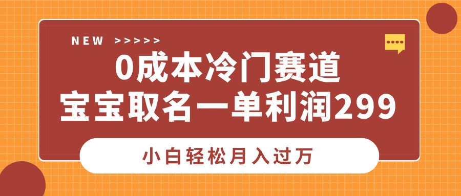 0成本冷门赛道，宝宝取名一单利润299
