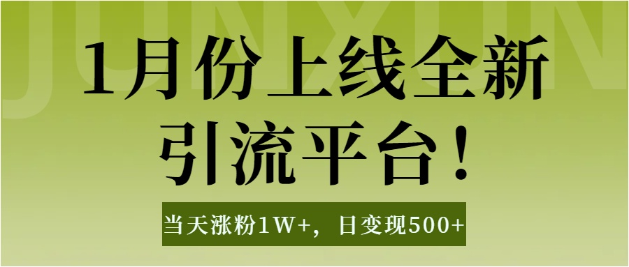 1月上线全新平台，当天涨粉1W+，日变现500+工具无脑涨粉，解放双手操作简单