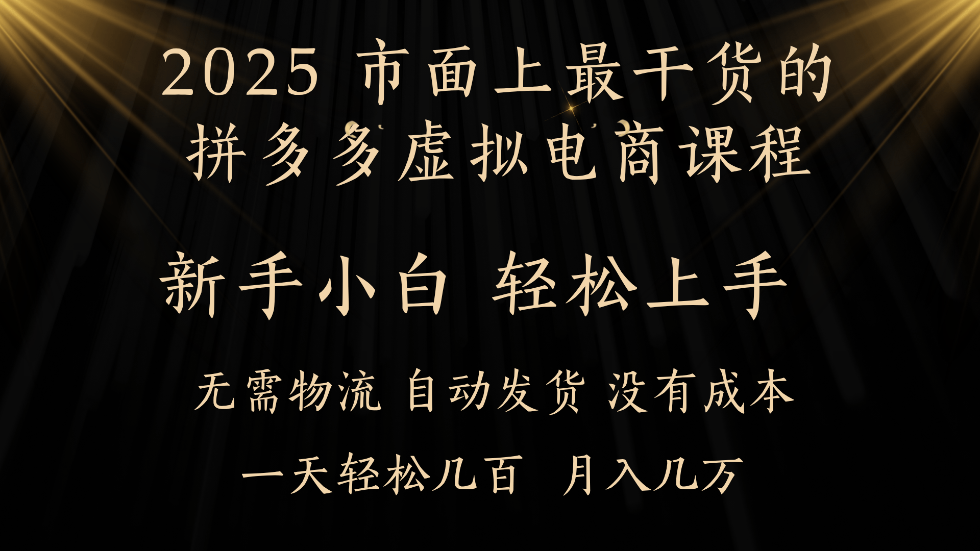 25年最干货的pdd虚拟电商课程，小白轻松上手！虚拟电商，如皓月见青天！