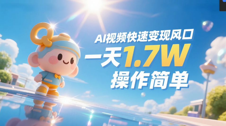 《Ai视频变现风口，一天1.7W，操作简单》
