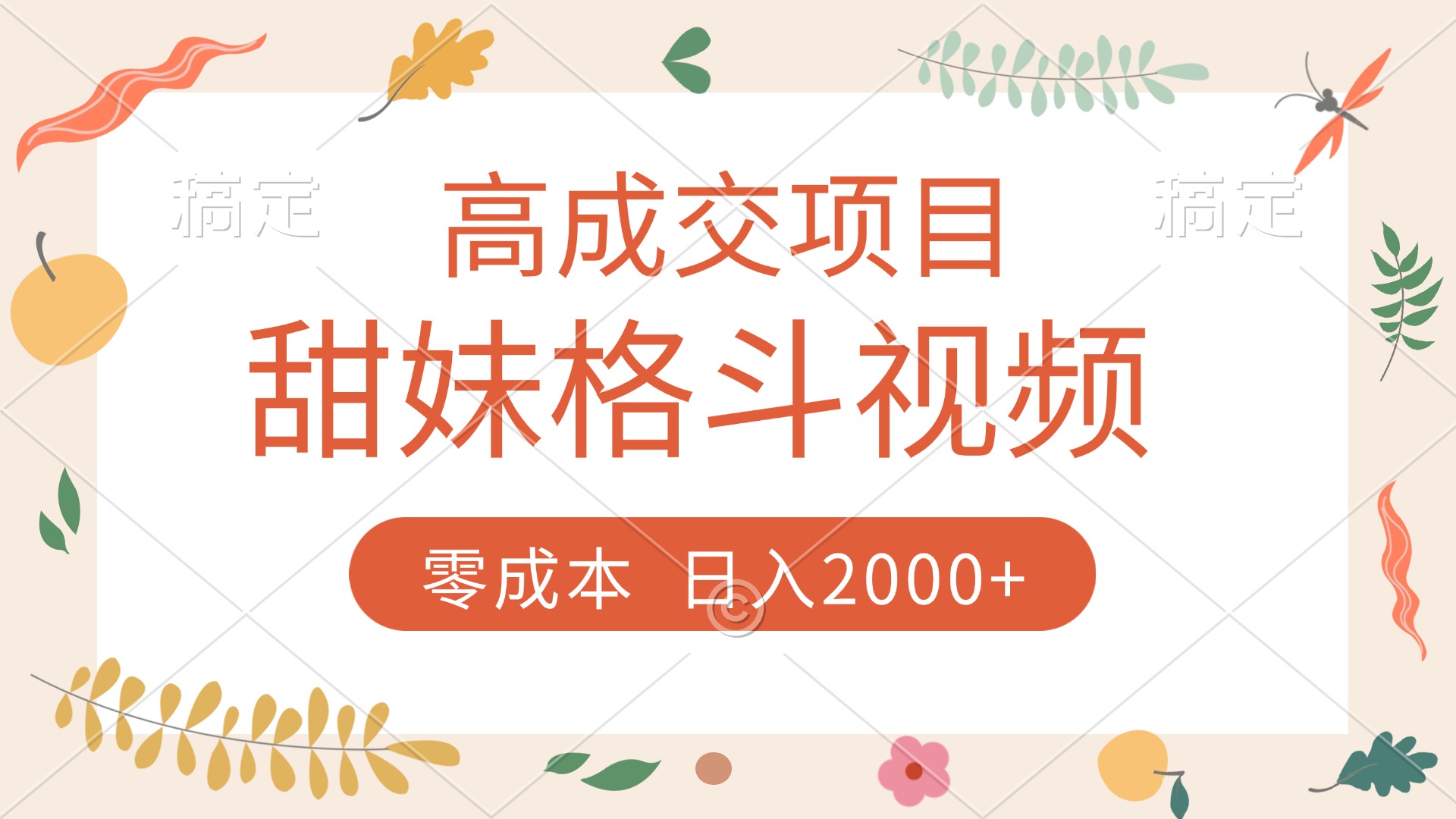 高成交项目，甜妹格斗视频