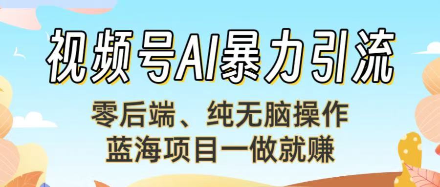 视频号AI：零后端、纯无脑操作，蓝海项目一做就赚！