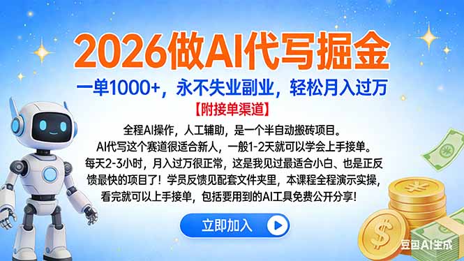 2026做AI代写掘金，一单1000+，永不失业副业
