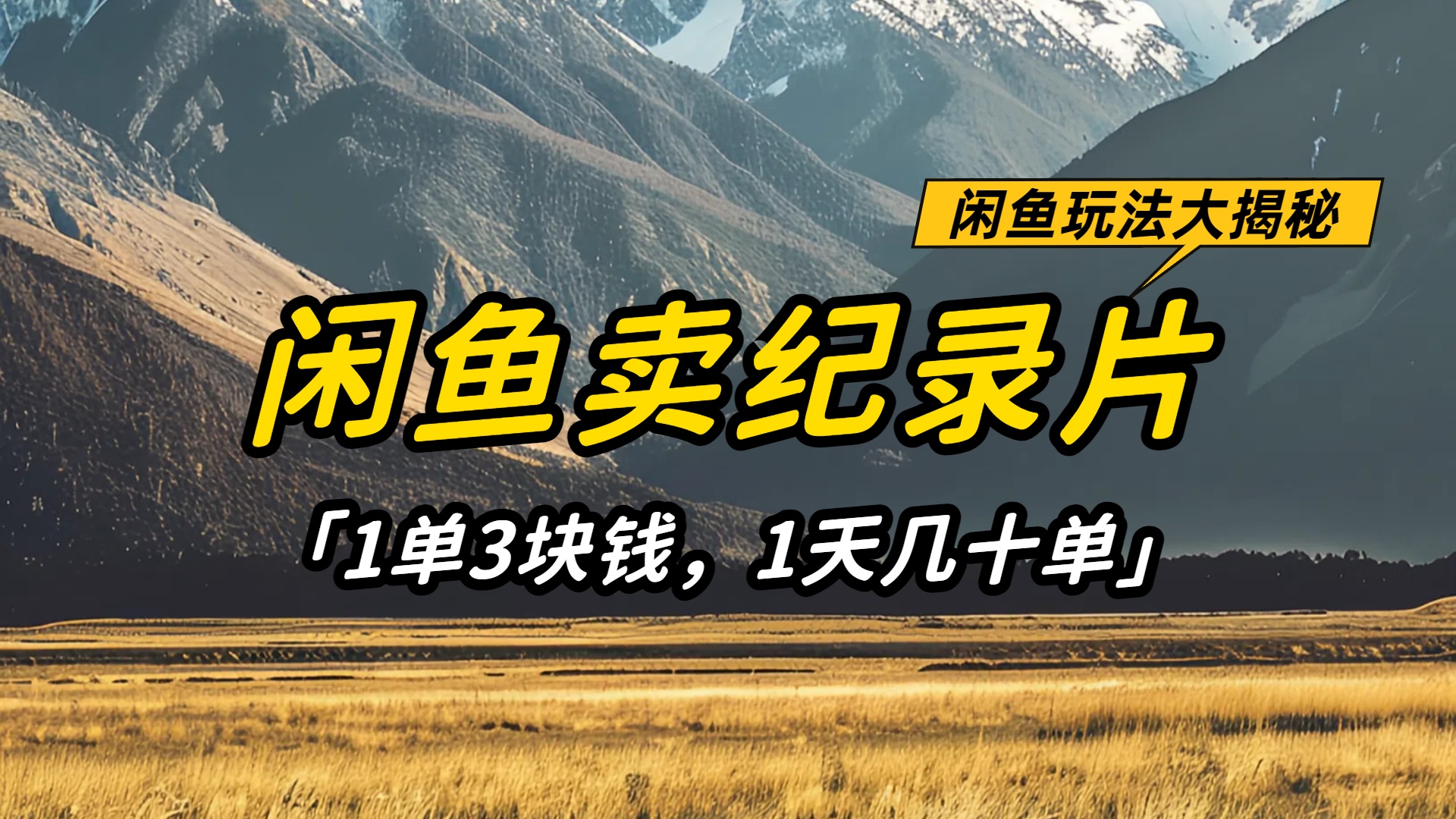 卖纪录片，1天几十单，项目稳定有潜力